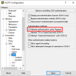 Η επιλογή Attempt authentication using Pageant πρέπει να είναι τσεκαρισμένη.